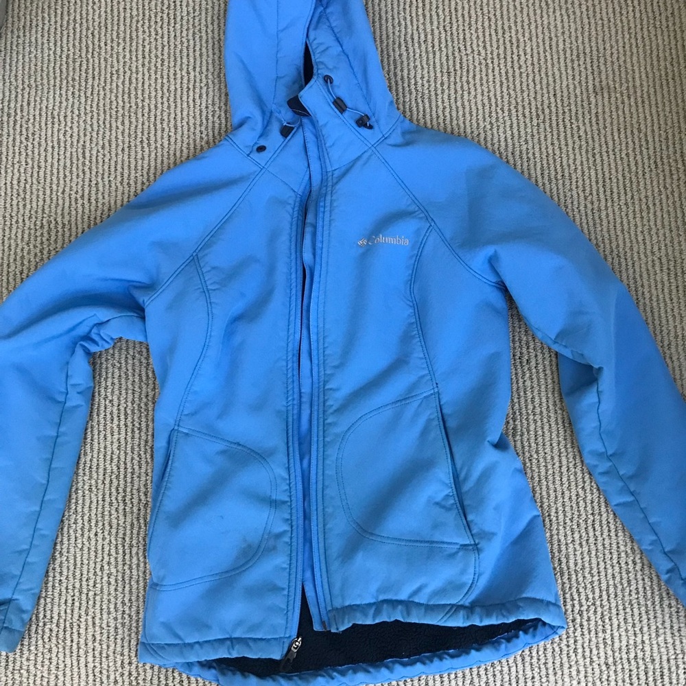Blue Columbia rain jacket